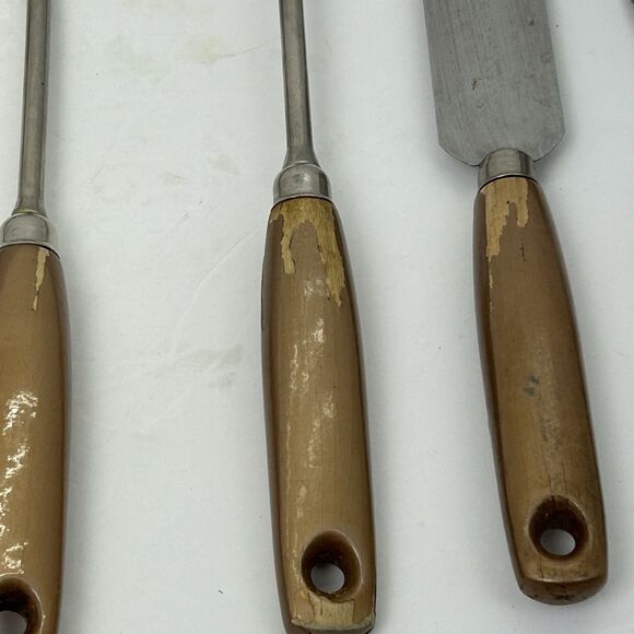 Farmhouse Ekco A&J Gold Handle Kitchen Utensils Spatula Slotted Spoon Fork 6pc - Picture 4 of 9